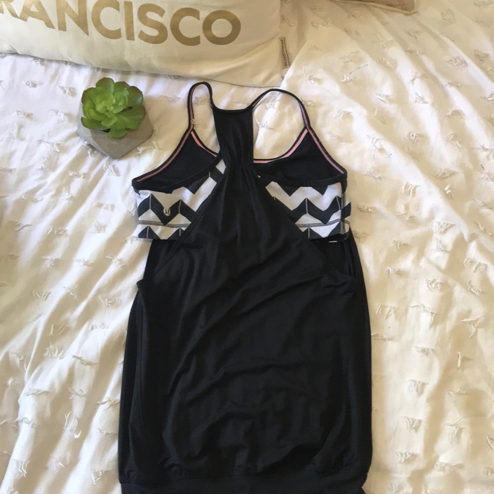 Black Lululemon tank top with built in bra 6 - Picture 2 of 3